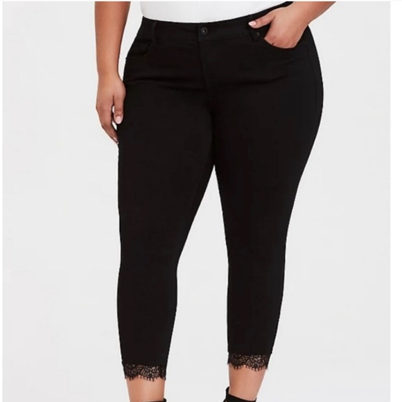 Ankle Skinny Jean Lace Hem 18R - Picture 2 of 4